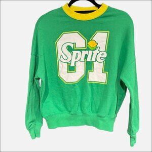 Sprite Sweatshirt Green Yellow Retro Novelty Crew Neck (Size XXS) RUNS LARGE
